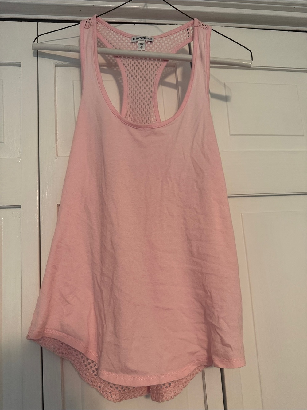 Express Light Pink Racerback Mesh-Back Tank
